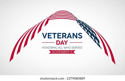 Veterans Day Tribute with American Flag, Saluting Soldier und Dankbarkeit für Service. Vektorvorlage für Hintergrund, Banner, Karte, Poster-Design.