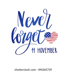 Veterans day typographic emblem. 11 november logo. Vector illustration. Design for postcard, flyer, poster, banner or t-shirt.