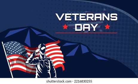 Veterans Day, USA Veterans Day background set, United States national flag, Suitable to use on Veterans Day Event, Veterans Day banner with copy space area