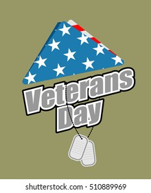 Veterans Day. USA flag symbol of mourning and grief for fallen soldiers. Emblem for national patriotic holiday. United States Flag folded in triangle.

