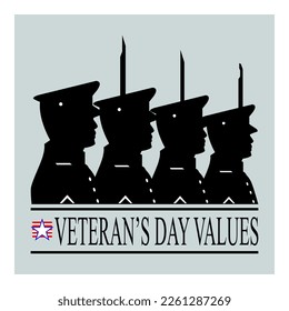 veterans day values sticker vector