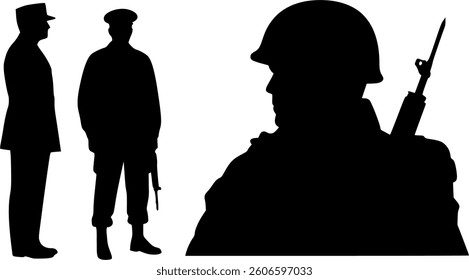 Veterans Day Vector Black Silhouette on White Background | Military Tribute Illustration | Honor and Patriotism | Minimalist and Editable Design