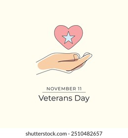 Veterans Day vector design template good for celebration usage. Veterans Day. Continuous line drawing. eps 10.