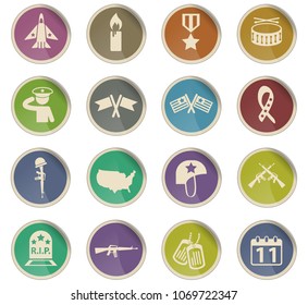 veterans day vector icons in the form of round paper labels