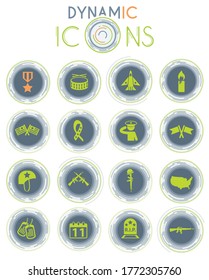veterans day vector icons on white background with dynamic lines for animation for web and user interface design