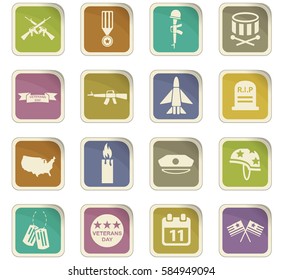 veterans day vector icons for user interface design