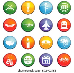 veterans day vector icons for user interface design