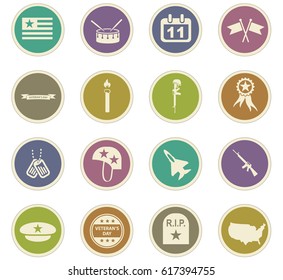veterans day vector icons for user interface design