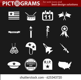 veterans day vector icons for user interface design