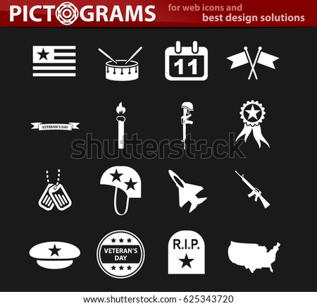 Veterans Day Vector Icons User Interface Stock Vector (Royalty Free