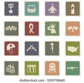 veterans day vector icons for web and user interface design