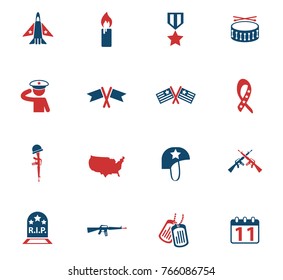 veterans day vector icons for web and user interface design