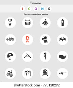 veterans day vector icons for web and user interface design
