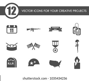 veterans day vector icons for your creative ideas