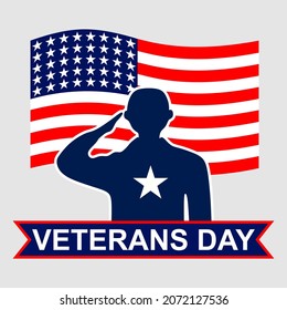 Veterans Day vector illustration. Design template for holidays and Soldiers honoring the United States flag for United States Veterans Day commemoration on November 11th.