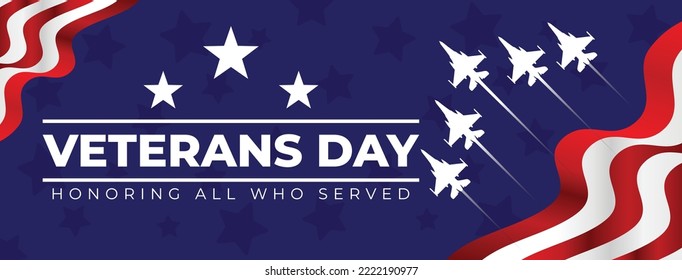Veterans day vector illustration silhouette jet fighter. Suitable for banner.