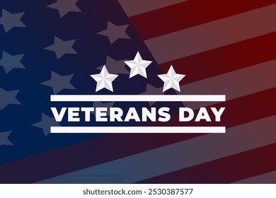 Veterans Day vector illustration with US flag at background