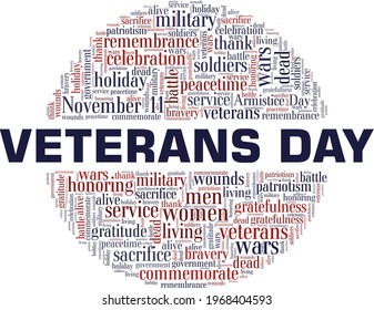Veterans Day vector illustration word cloud isolated on a white background.