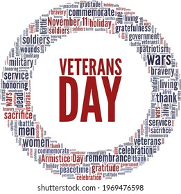 Veterans Day vector illustration word cloud isolated on a white background.