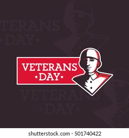 Veterans day. Vector label, emblem, banner.