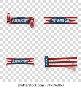 Veterans Day vector Ribbons Set