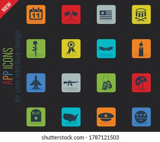veterans day web icons for user interface design