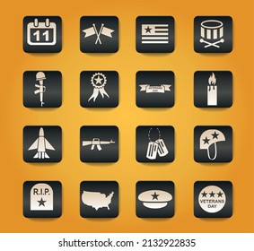 veterans day web icons for user interface design