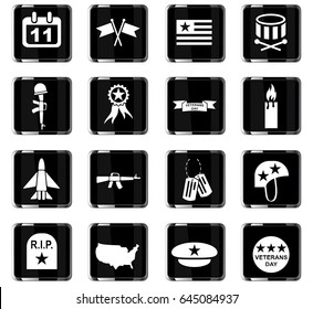 veterans day web icons for user interface design