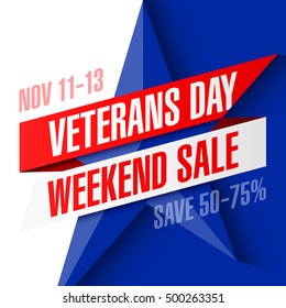 Veterans Day Weekend Sale banner template. Vector illustration