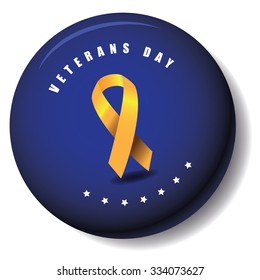 Veterans Day yellow ribbon button design EPS 10 