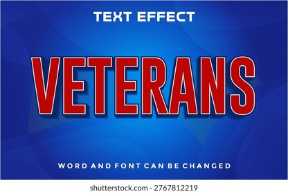 Veterans editable text effect design template