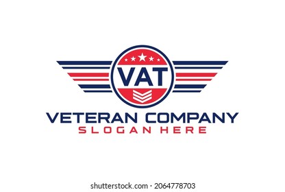 veterans  patriot Flag Emblem Wings logo design