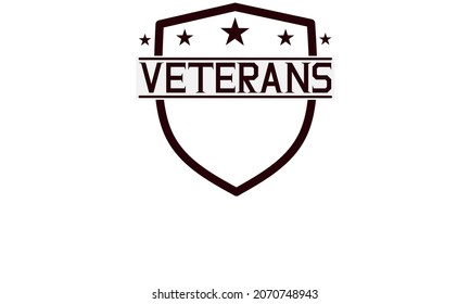 veteran's text with shield, veteran's logo. veteran's day
