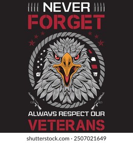 VETERANS T-SHIRT DESIGN , NEVER FORGET ALWAYS RESPECT OUR VETERANS