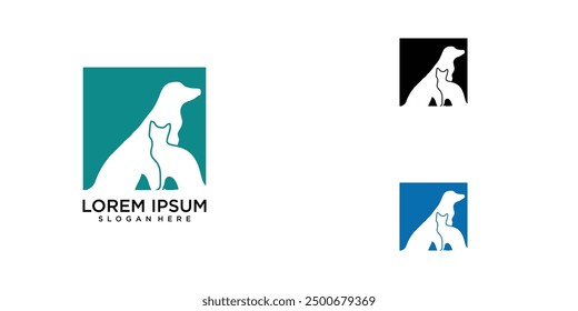 Veterenary logo , pets care logo design with modern concept , premium vector