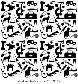 VETERINAR SYMBOLS PATTERN. Repeatable editable graphic conceptual pattern. 