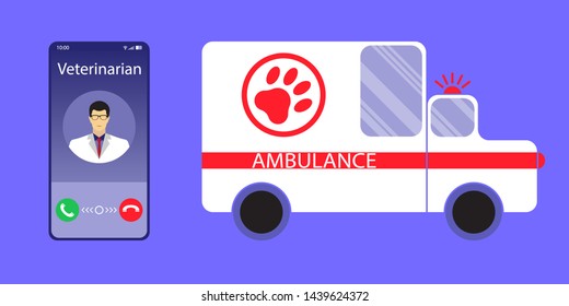Veterinarian ambulance. Vector medical icon doctor.