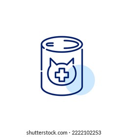 Veterinarian diet canned cat food. Pixel perfect, editable stroke line icon
