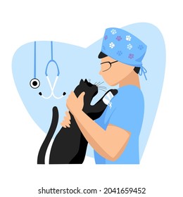 veterinarian. a veterinarian doctor. an animal specialist. the doctor treats the cat