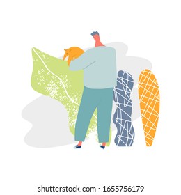 Veterinarian doctor with exotic animal anteater. Concept of medicine and animals care. Vector illustration
