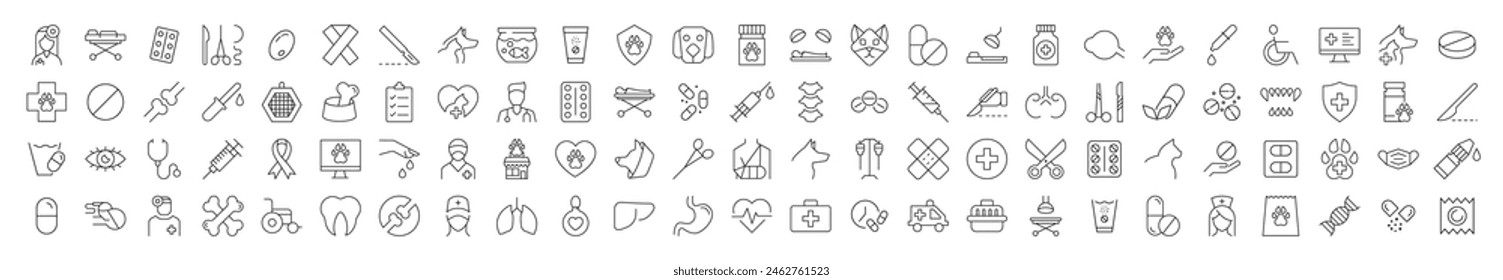 Veterinarian, Doctor, Healthcare Minimalistic Editable Strokes. Simple Illustrations for web sites, apps, design, banners and other purposes