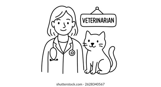 Médico veterinário, ilustração vetor simples