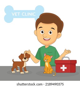 Veterinarian Doctor Surrounded With Pets