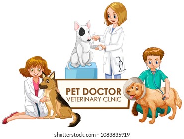 Veterinarian Doctors with pets illustration