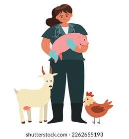 Imagen vectorial plana de granja veterinaria