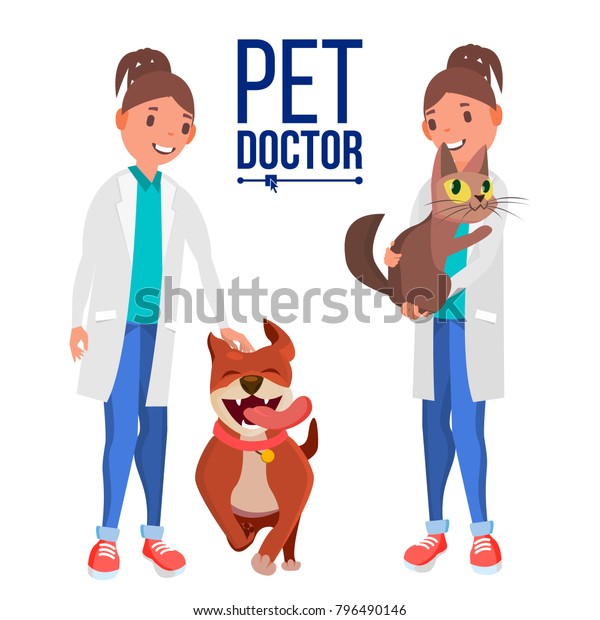 Veterinarian Female Vector Dog Cat Medicine Stock Vector (Royalty Free ...