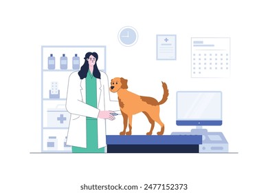 Veterinarian Give Injection to Dog Illustration
