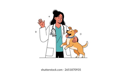Veterinarian and happy dog enjoy a healthy consultation at the clinic