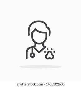 Veterinarian icon in line style. For your design, logo. Vector illustration. Editable Stroke.