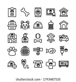 Veterinarian icon set vector line for website, mobile app, presentation, social media. Suitable for user interface and user experience.